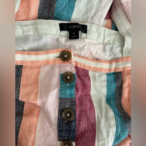 J.CREW Button Up Belted Midi Striped Dress in 100% Linen Size 6 - Picture 6 of 7